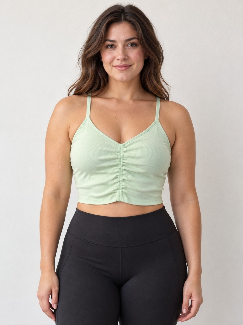 Body & Sol Mint Green Ruched Longline Sports Bralette Top XL